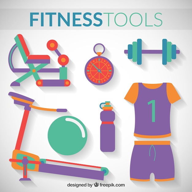 Free Vector fitness tools pack in a flat style