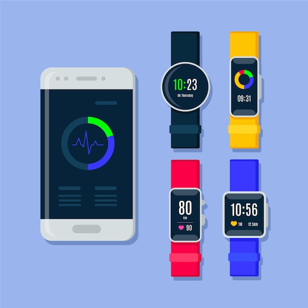 Free vector fitness trackers concept