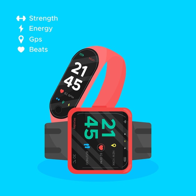 Free vector fitness trackers concept