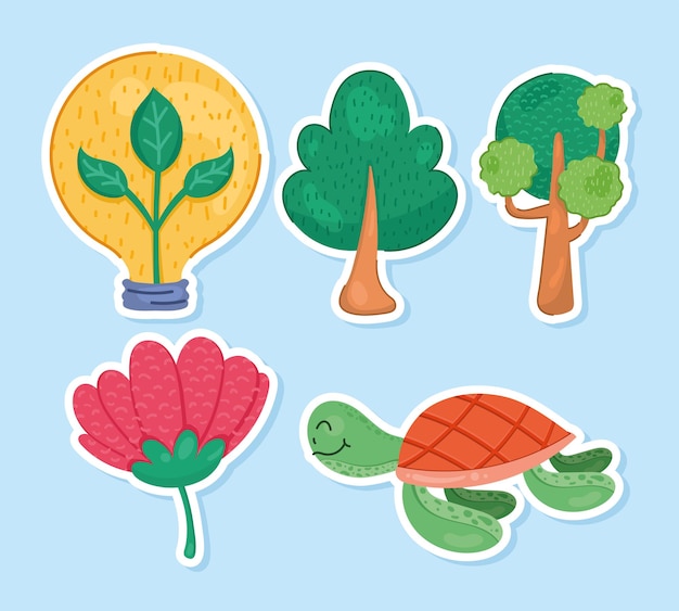 Free Vector five eco friendly icons