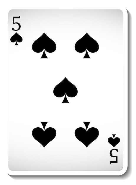 Free Vector five of spades playing card isolated