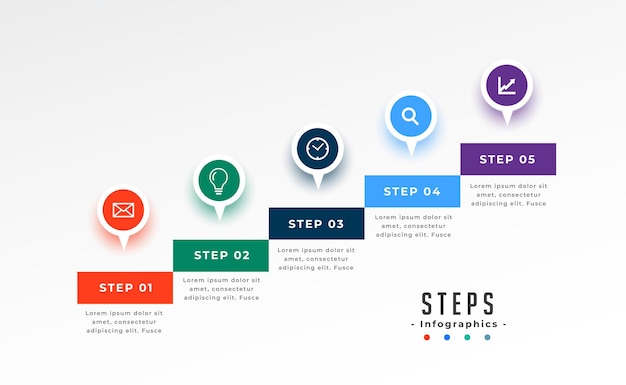 Free Vector five step business milestone template for corporate presentation