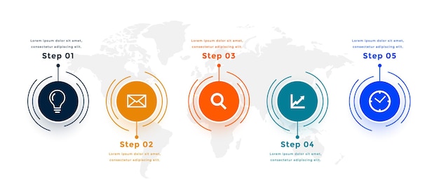 Free Vector five steps marketing infograph template