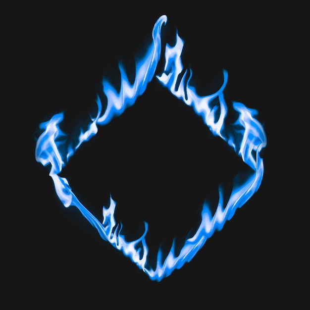 Free Vector flame frame, blue square shape, realistic burning fire vector