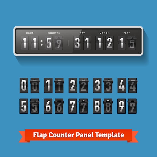 Free Vector flap time and day wall clock