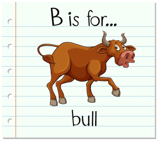 Free Vector flashcard letter b is for bull