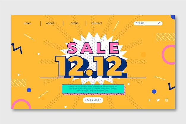 Free Vector flat 12.12 sale landing page template