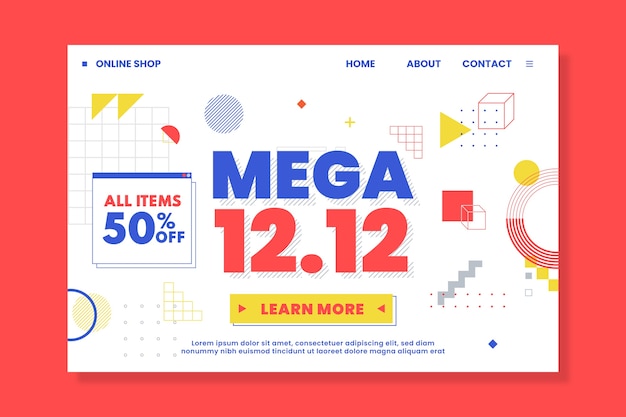 Free Vector flat 12.12 sale landing page template