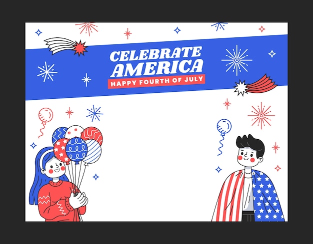 Free Vector flat 4th of july photocall template