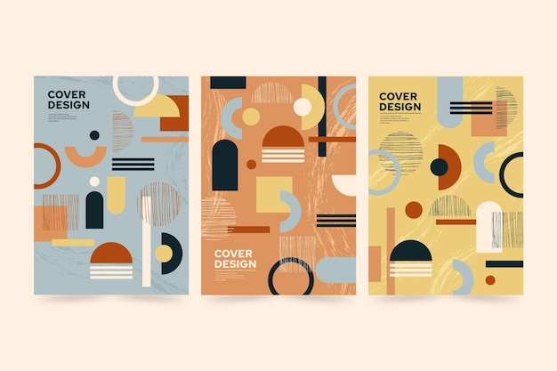 Free vector flat abstract art cover collection