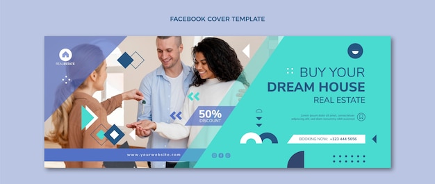 Free Vector flat abstract geometric real estate facebook cover