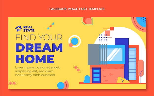 Free Vector flat abstract geometric real estate social media post template