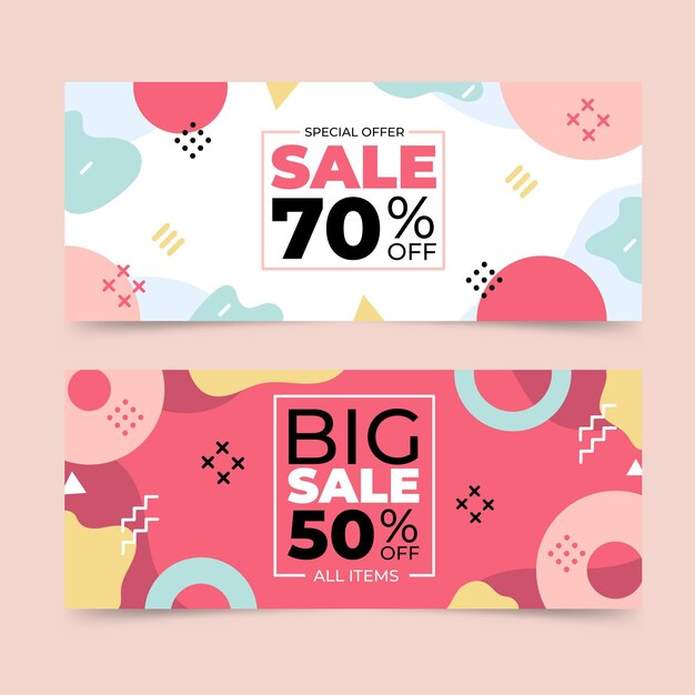 Flat abstract horizontal sale banners set