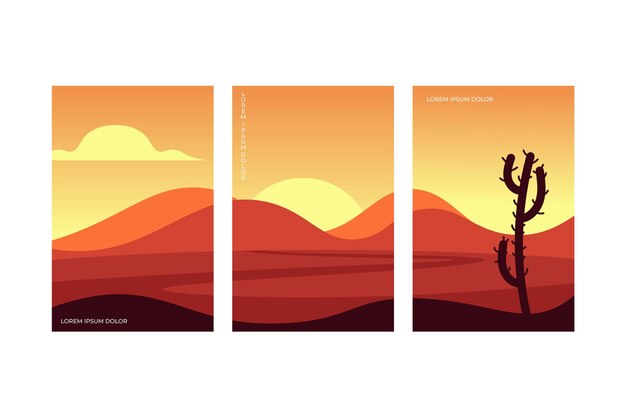 Flat abstract landscape covers collection