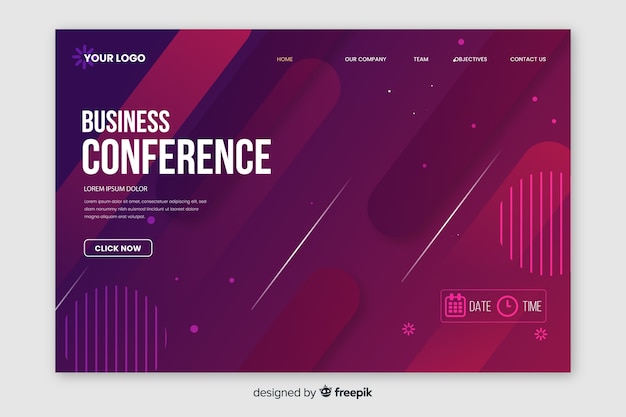 Free Vector flat abstract shapes business conference landing page