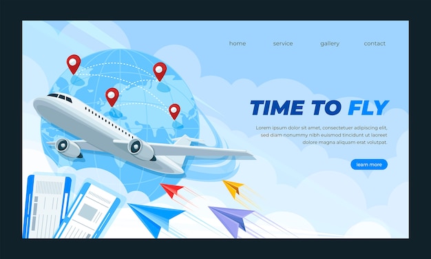 Free Vector flat airline service company landing page template