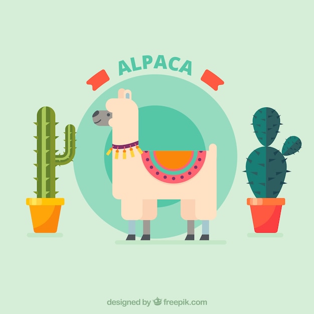 Free vector flat alpaca background