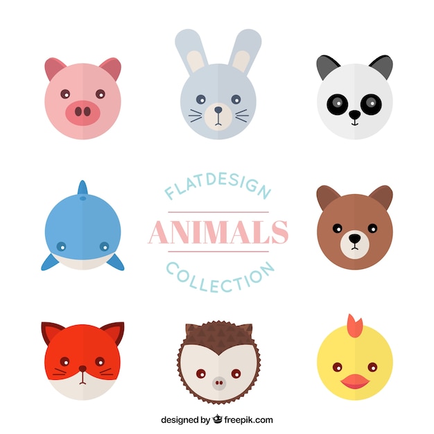 Free Vector flat animal avatar collection