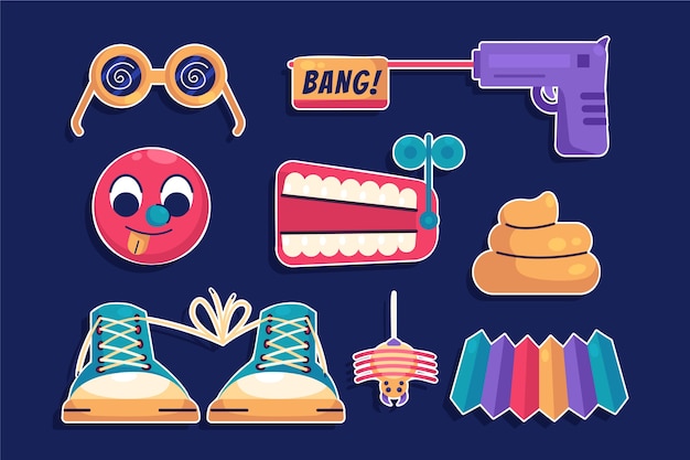 Free vector flat april fools day elements collection