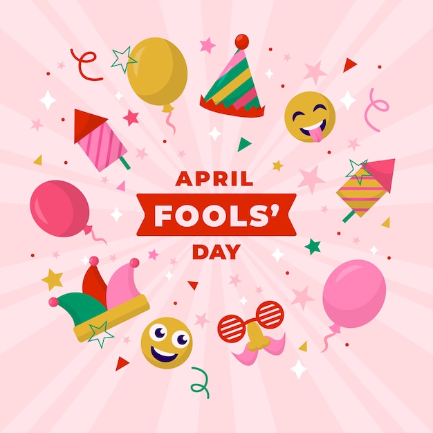 Flat april fools day illustration