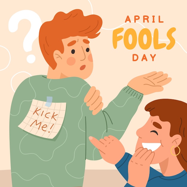 Flat april fools day illustration