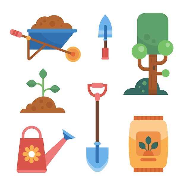 Free vector flat arbor day elements collection