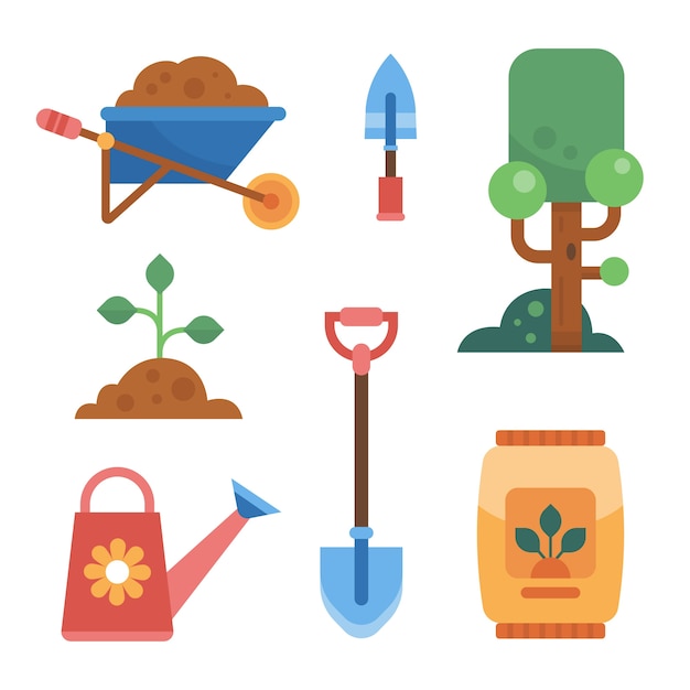 Free Vector flat arbor day elements collection