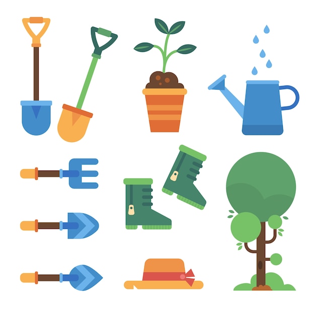 Free Vector flat arbor day elements collection