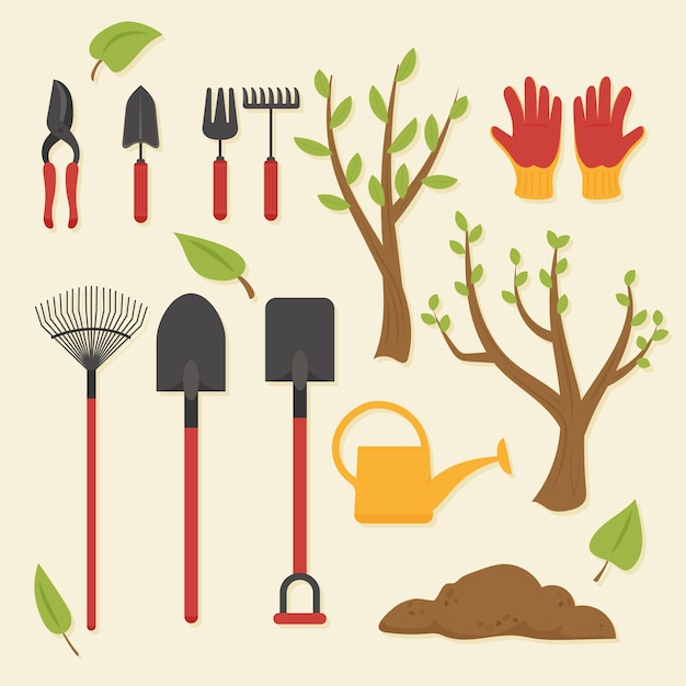 Free vector flat arbor day elements collection