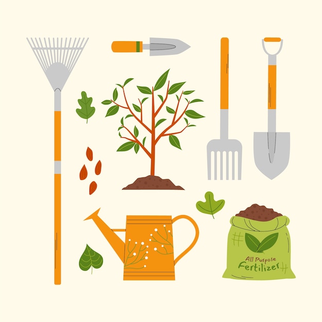 Free vector flat arbor day elements collection