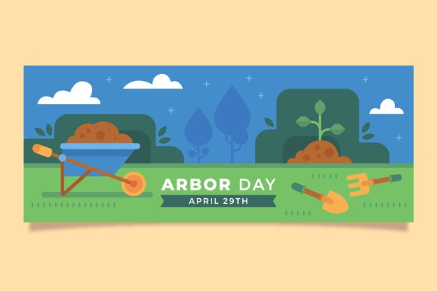 Flat arbor day horizontal banner