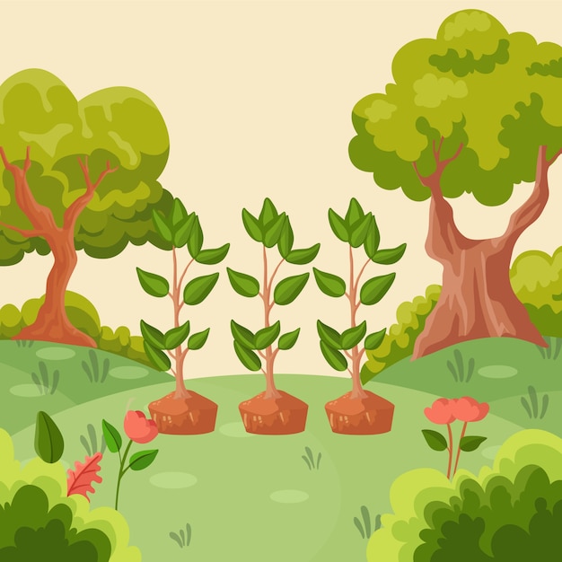 Flat arbor day illustration