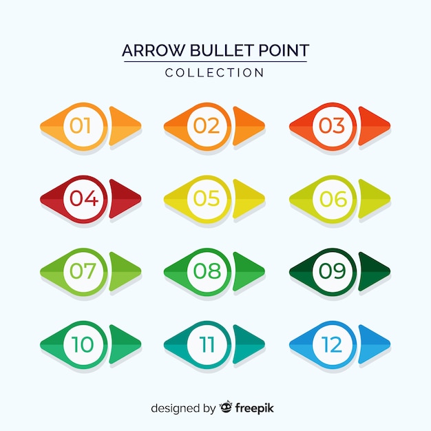 Free Vector flat arrow bullet point collection