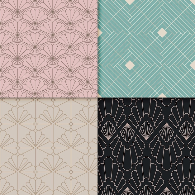 Free vector flat art deco pattern collection