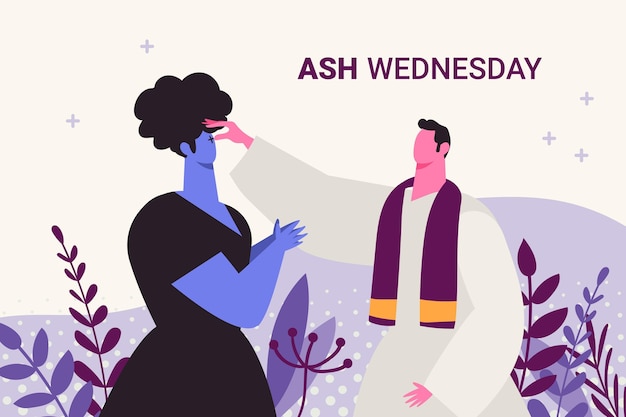 Flat ash wednesday illustration