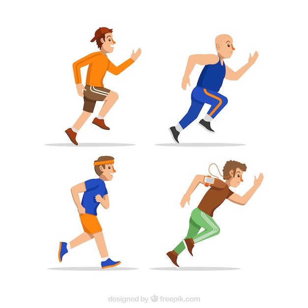 Free Vector flat assortment of men running