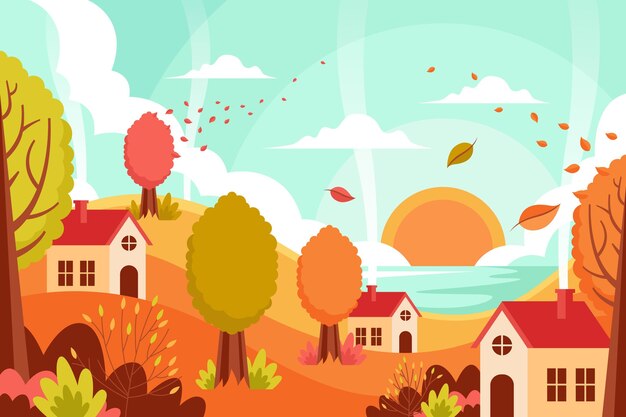 Flat autumn background