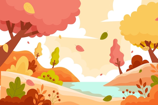 Flat autumn background