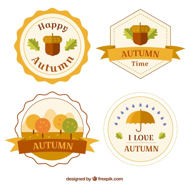 Free vector flat autumn badge collection