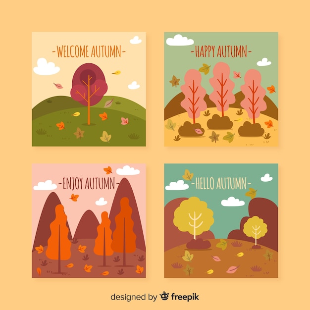 Free Vector flat autumn card template collection