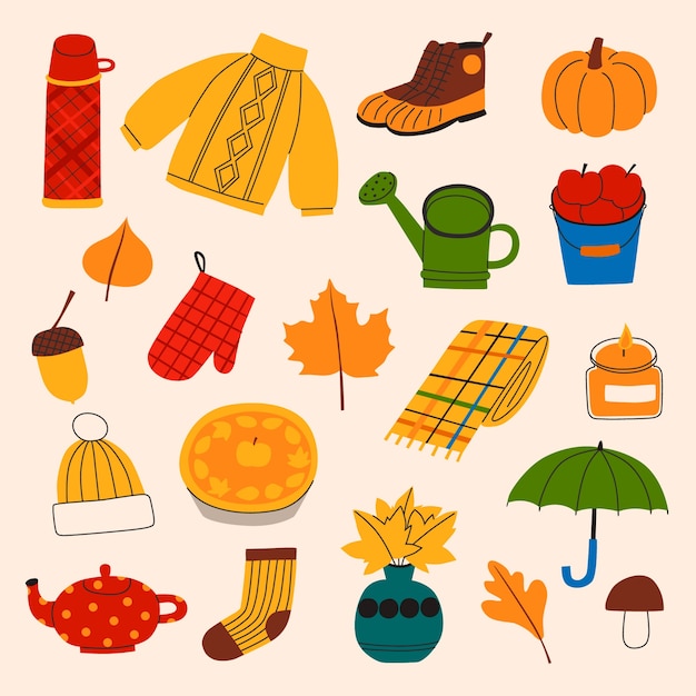 Free vector flat autumn celebration elements collection