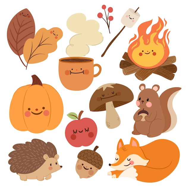 Free vector flat autumn celebration elements collection