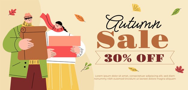 Flat autumn celebration sale banner template