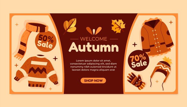 Flat autumn celebration sale banner template