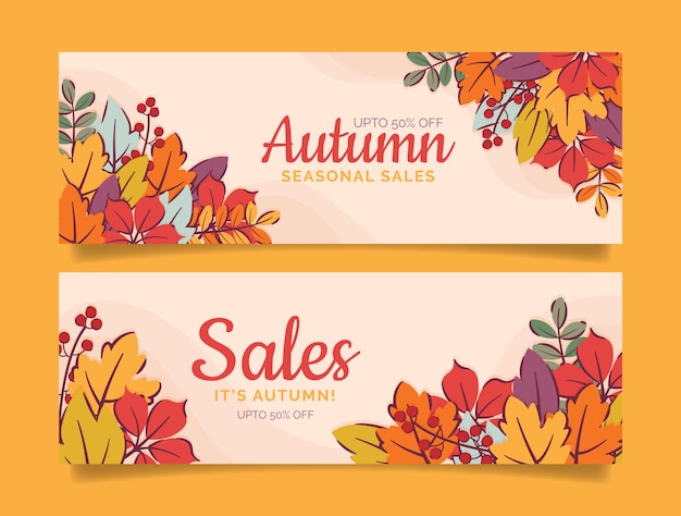 Flat autumn celebration sale banners set