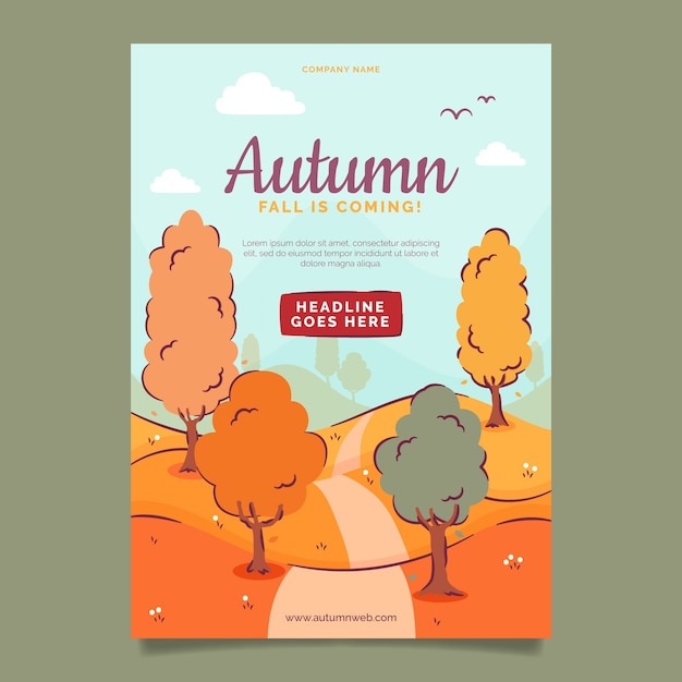 Free Vector flat autumn celebration vertical poster template