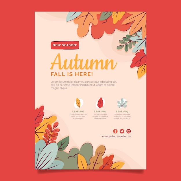 Flat autumn celebration vertical poster template