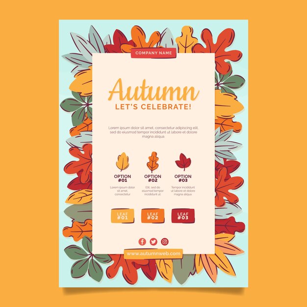 Flat autumn celebration vertical poster template