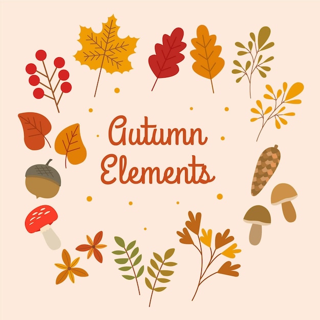 Free vector flat autumn elements collection