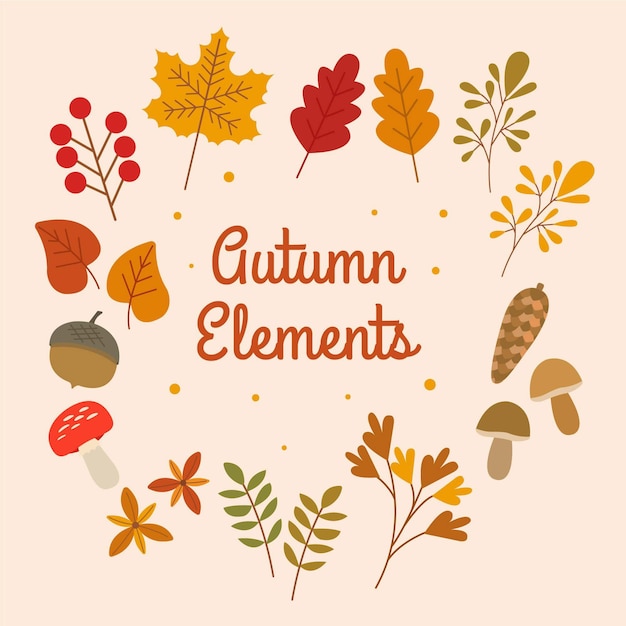 Flat autumn elements collection